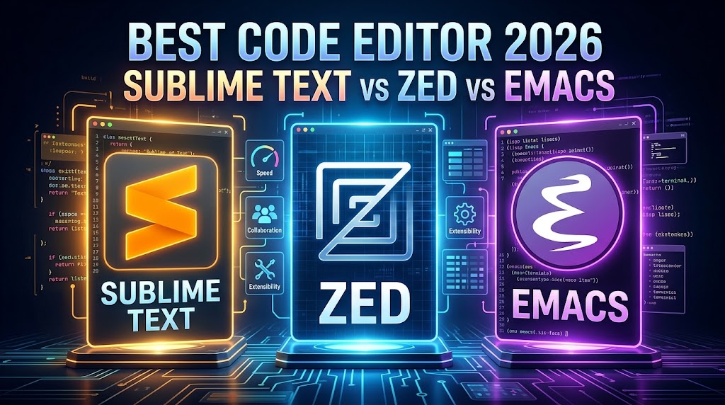 Best Code Editor 2026 Sublime Text Vs Zed Vs Emacs